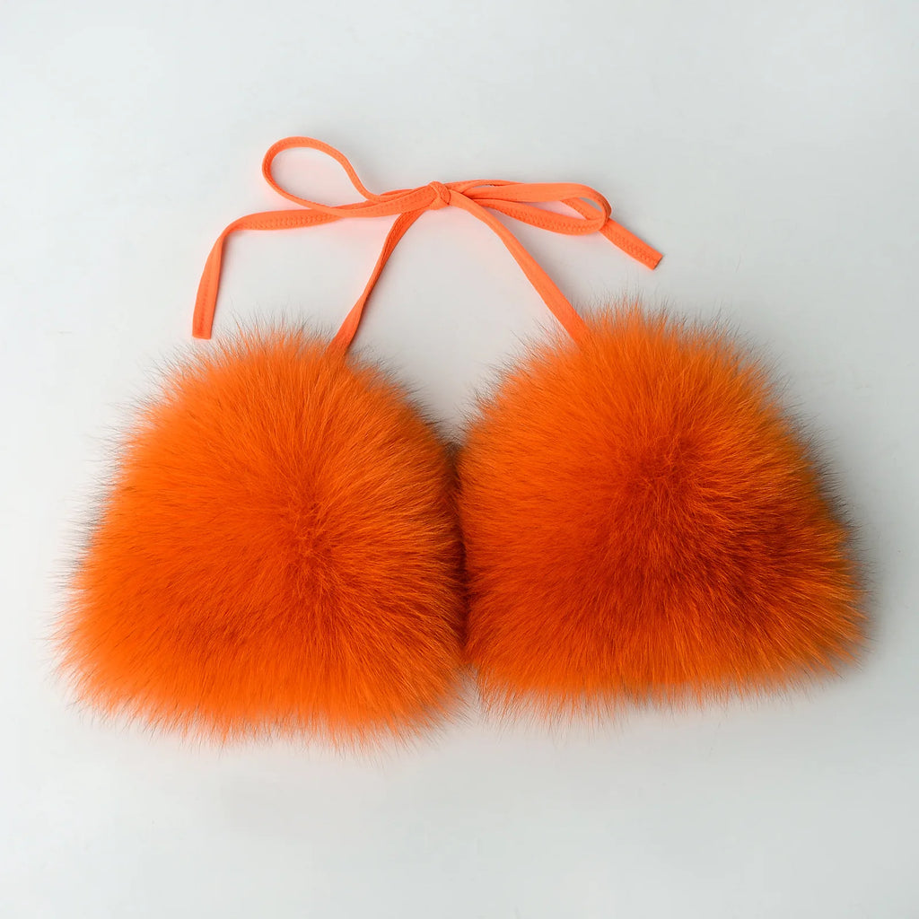 Women’s 2025 Fur Trim Bikini Set – Adjustable Bra 2‑Piece Swimsuit, Cute Summer Beachwear
