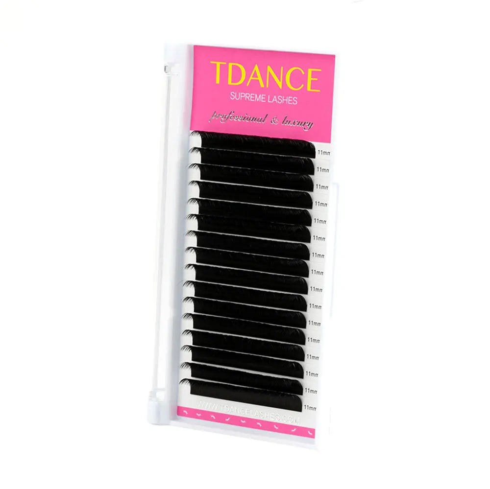 TDANCE Classic Lash Extensions – 16 Rows Dark Black Matte Faux Mink for Soft, Natural, Professional Results