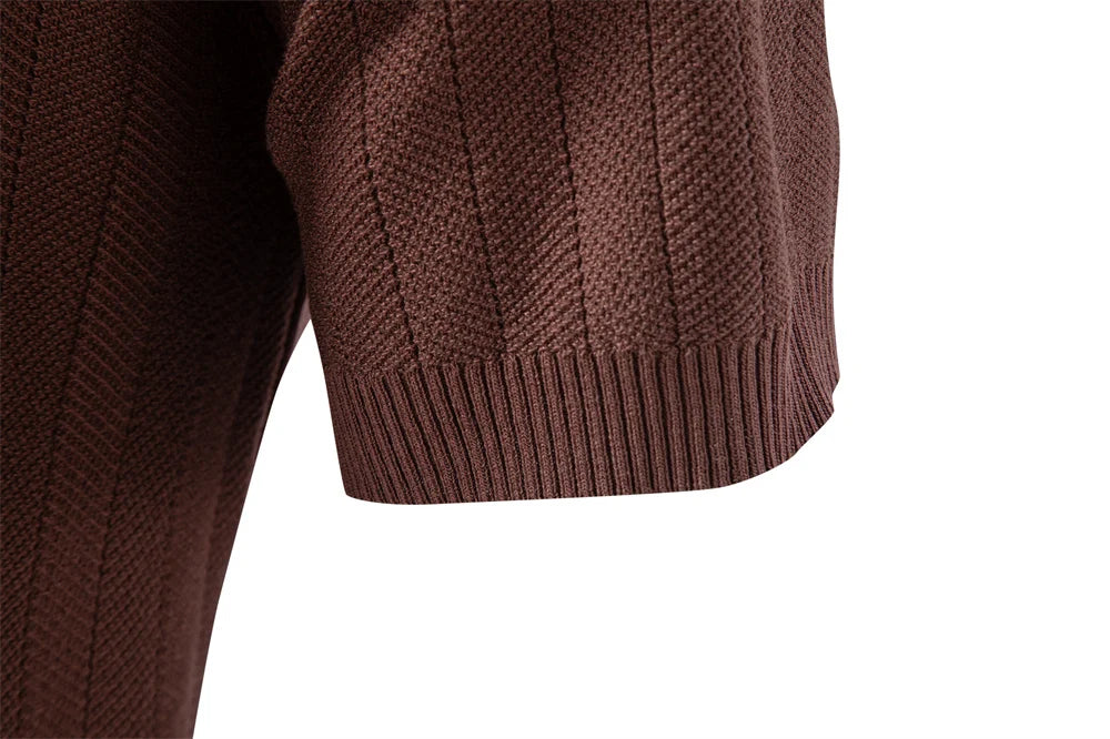 Men's Summer Business Polo Shirt Ice Silk Solid Color Short Sleeve Button Design Cool Touch Breathable Daily Wear