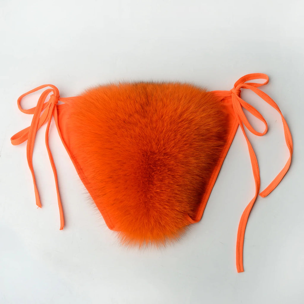 Women’s 2025 Fur Trim Bikini Set – Adjustable Bra 2‑Piece Swimsuit, Cute Summer Beachwear