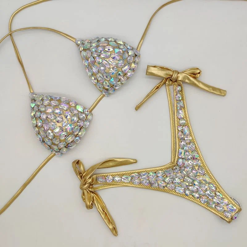 2020 venus vacation new bandage swimwear sexy women bikini set diamond rhinestone bathing suit beachwear