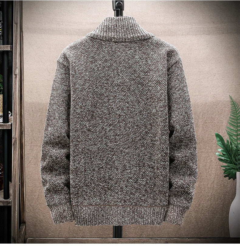 Men’s Winter Fleece‑Lined Zipper Cardigan
