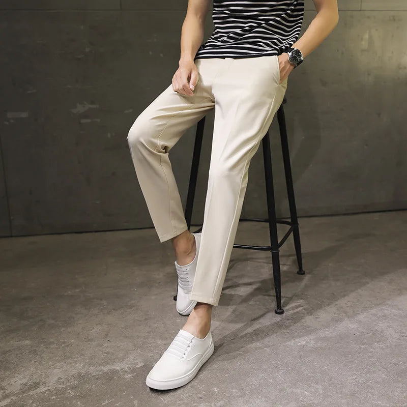 Men’s Spring Summer Ankle‑Length Straight Pants