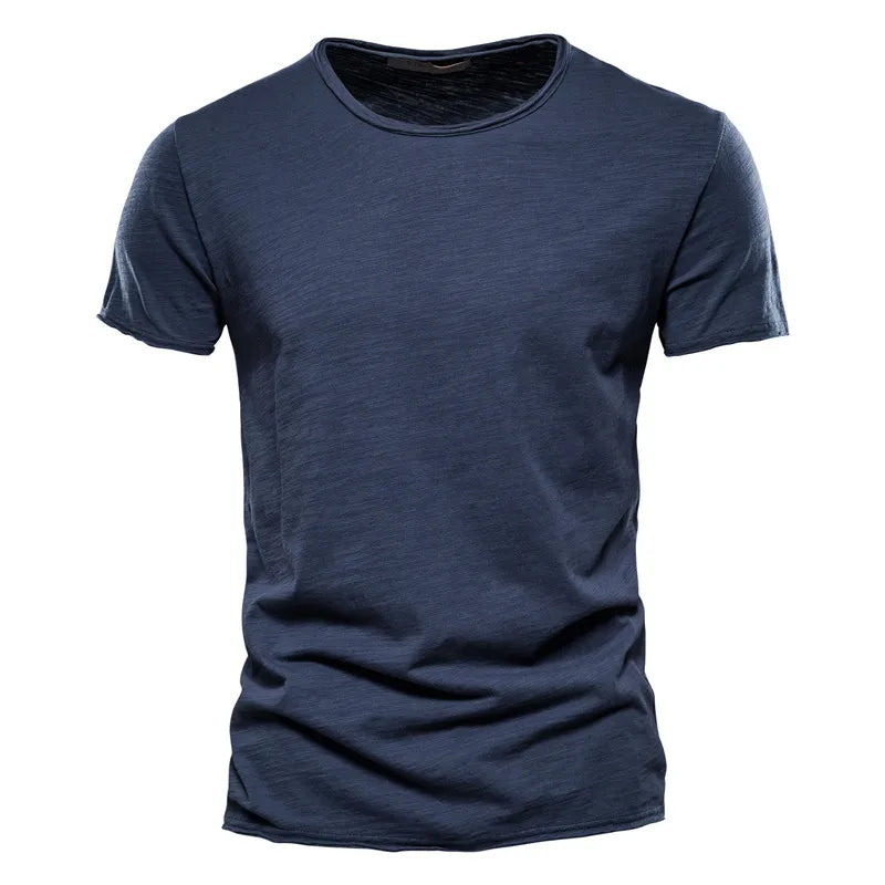 Men’s 100% Cotton Thin Summer T‑Shirt – Soft Breathable O‑Neck Casual Fitness Top