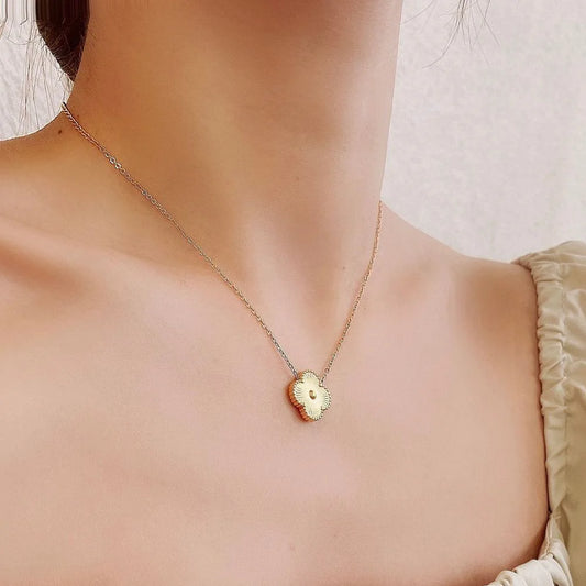 Fashion 18k Gold Plated Stainless Steel Jewelry Women Lucky Ladies Four Leaf Clover Rhinestone Bracelets Bangles