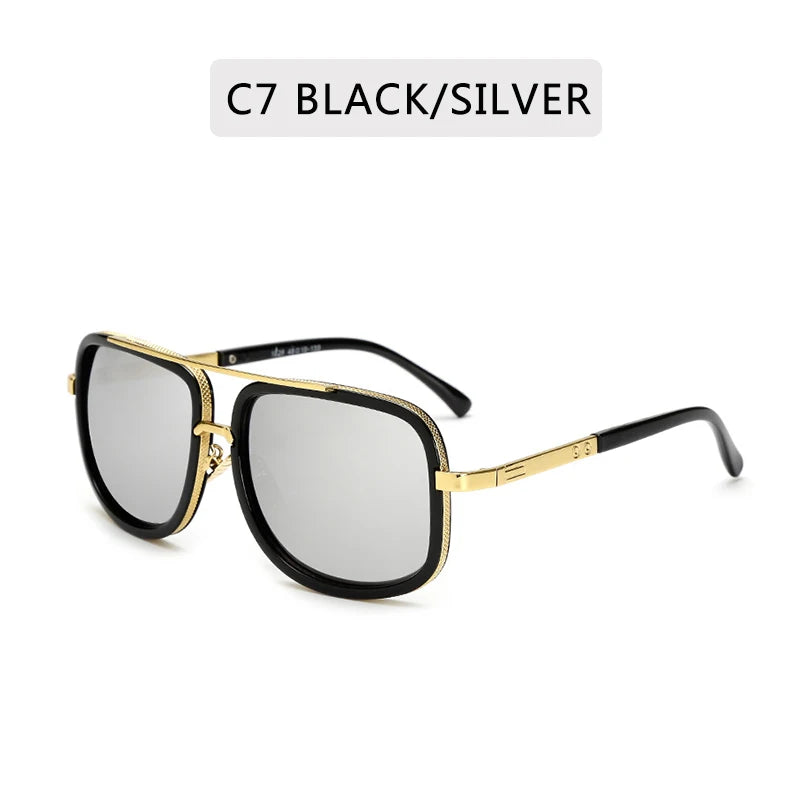 New Fashion Big Frame Sunglasses Men Square  Metal Sun Glasses Women Retro Sun Glasses Vintage High Quality Gafas Oculos De Sol