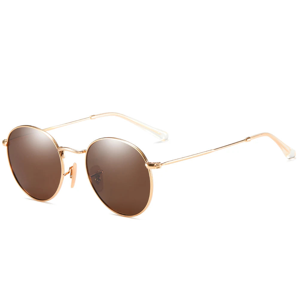 Retro Men Sunglasses Fashion Round Unisex Brand Designer Sun Glasses Polarized Coating UV400 Female Eyewear For Male Women V3448