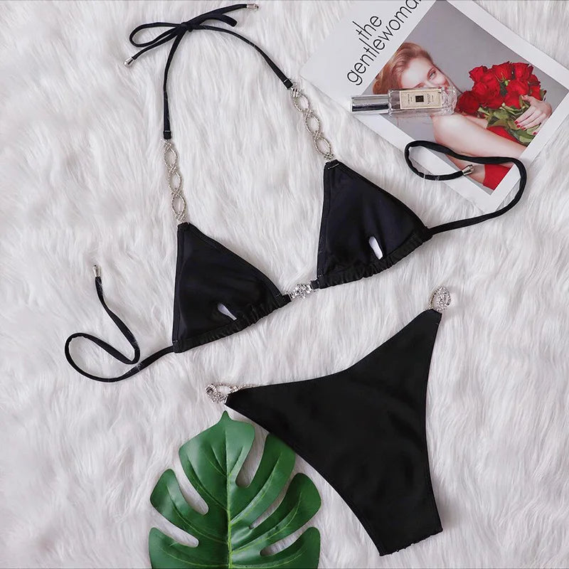Shiny Sequin Rhinestone Bikini