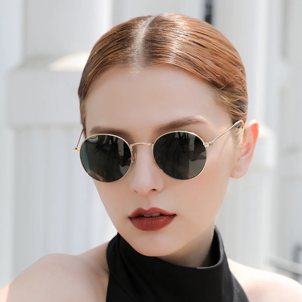Retro Men Sunglasses Fashion Round Unisex Brand Designer Sun Glasses Polarized Coating UV400 Female Eyewear For Male Women V3448