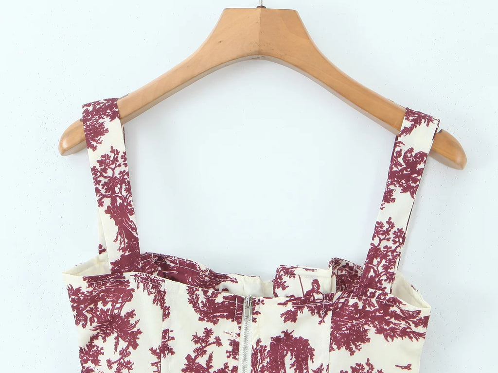 KAR&OT ZA 2025 New Women's American Hot Girl Style Floral Slim Fit Camisole Top 7466