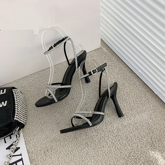 Tacones Mujer Rhinestones for Women Pumps Crystal Summer Ladies Party Shoes Stilettos High Heels