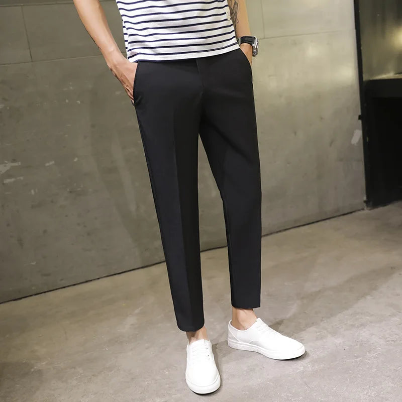 Men’s Spring Summer Ankle‑Length Straight Pants