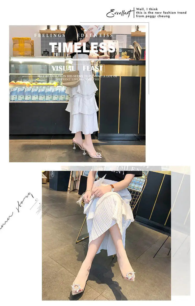 Luxury Women PumpsTransparent High Heels Sexy Pointed Toe Slip-on Wedding Party Brand Fashion Shoes For Lady Size 34-41