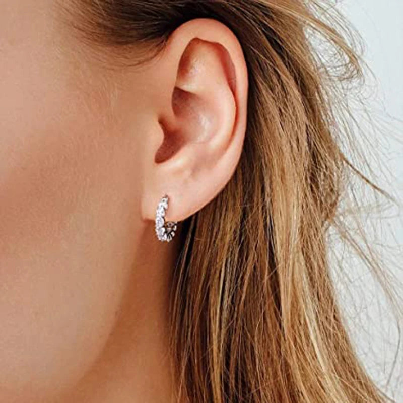 Huitan High Quality Cubic Zirconia Women Hoop Earrings Stylish Girl Accessories Party Daily Wearable Fashion Jewelry Drop Ship