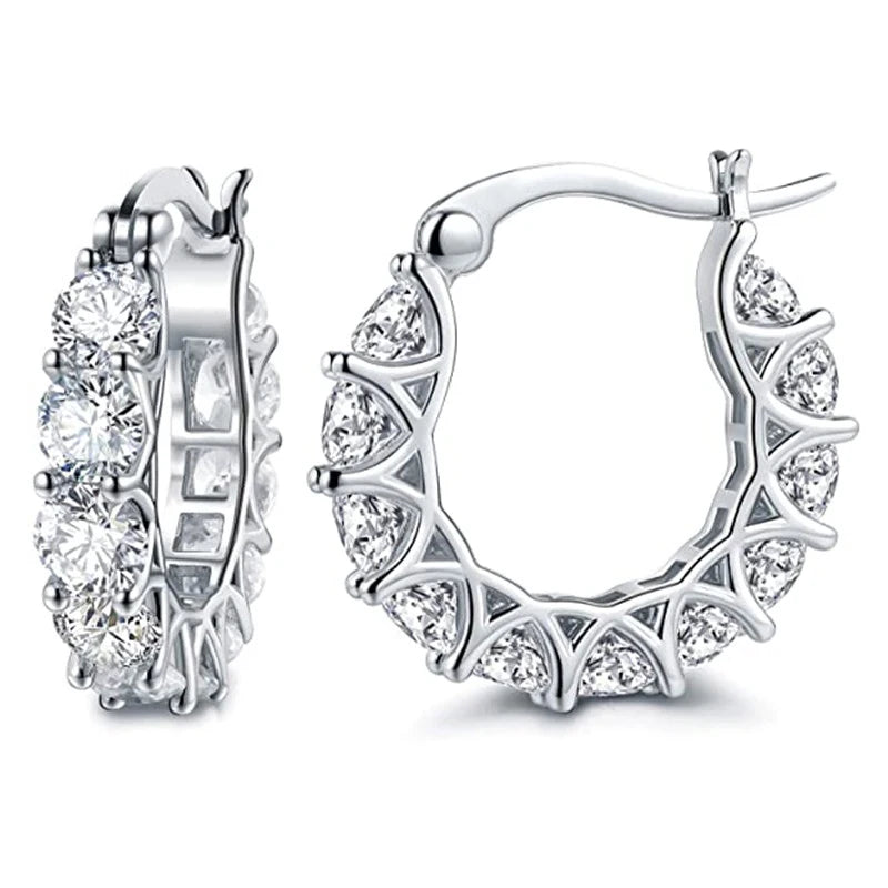 Huitan High Quality Cubic Zirconia Women Hoop Earrings Stylish Girl Accessories Party Daily Wearable Fashion Jewelry Drop Ship