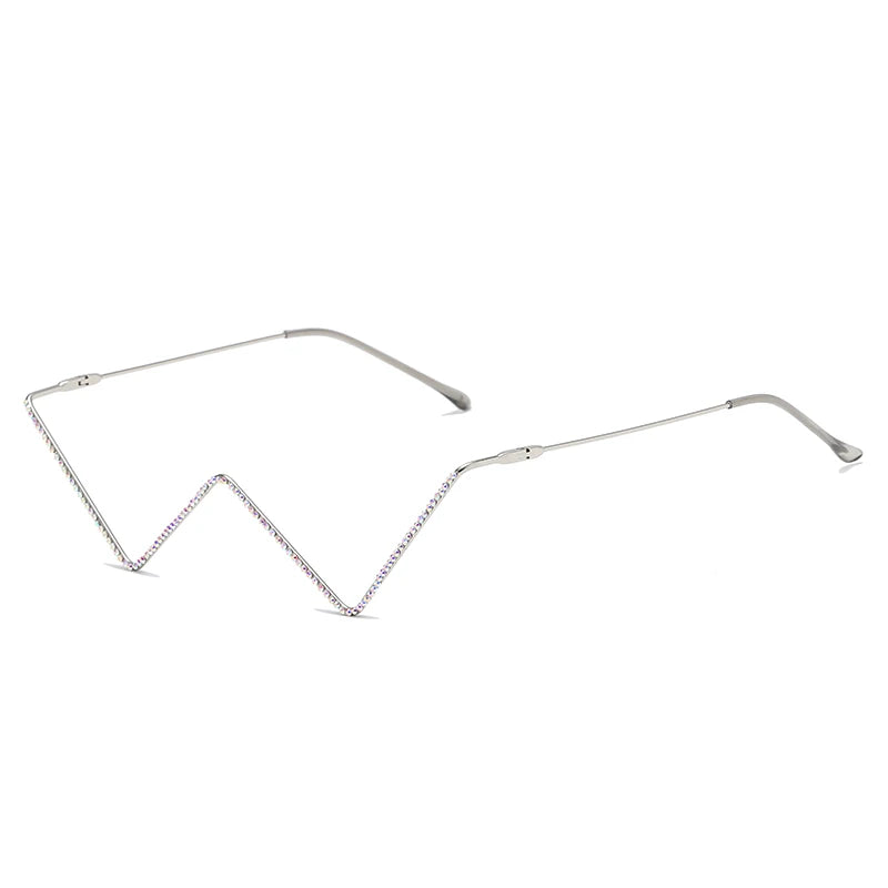 New Fashion Crystal Sunglasses Frames For Women Small Diamond Eyeglasses Line Alloy Frame Eyewear Punk Half Frame Glasses