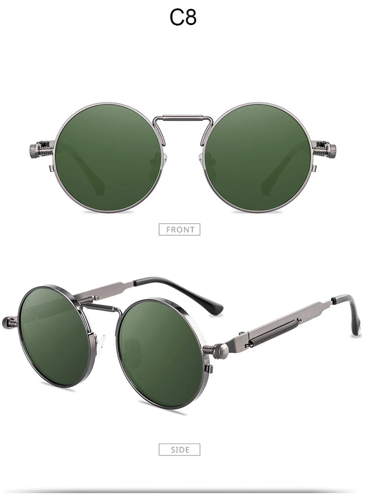 Metal Steampunk Sunglasses Men Women Fashion Round Glasses Brand Design Vintage Sunglasses High Quality UV400 Eyewear