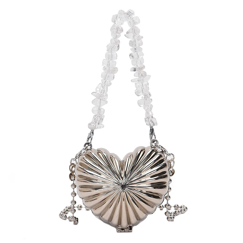 Personalized Mini Shell Bags For Women Loving Heart Bag Metal Alloy Chain Shoulder Crossbody Bag Luxury Lipstick Coin Purses Sac