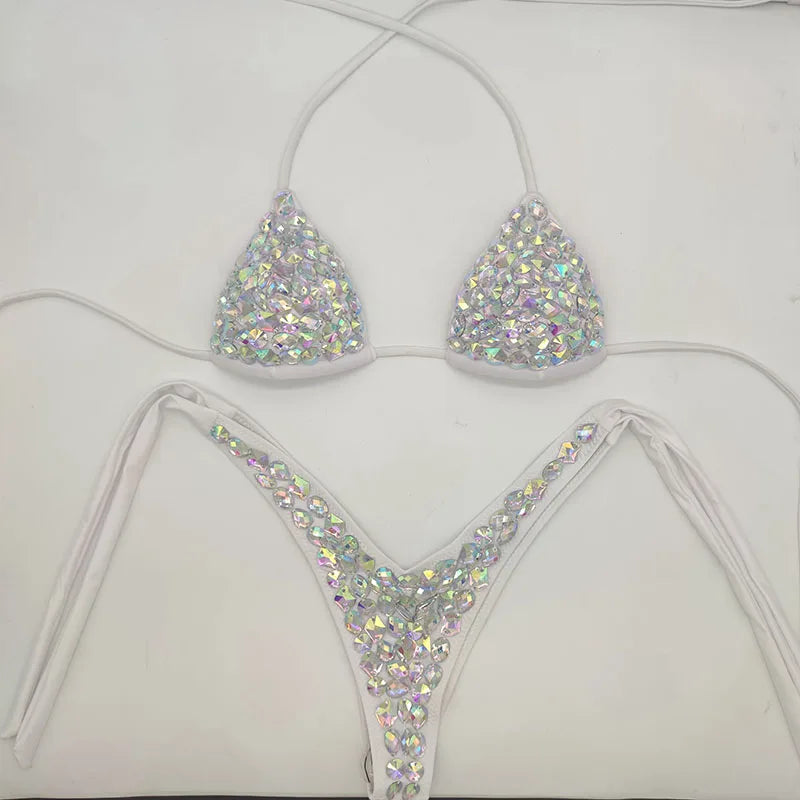2020 venus vacation new bandage swimwear sexy women bikini set diamond rhinestone bathing suit beachwear