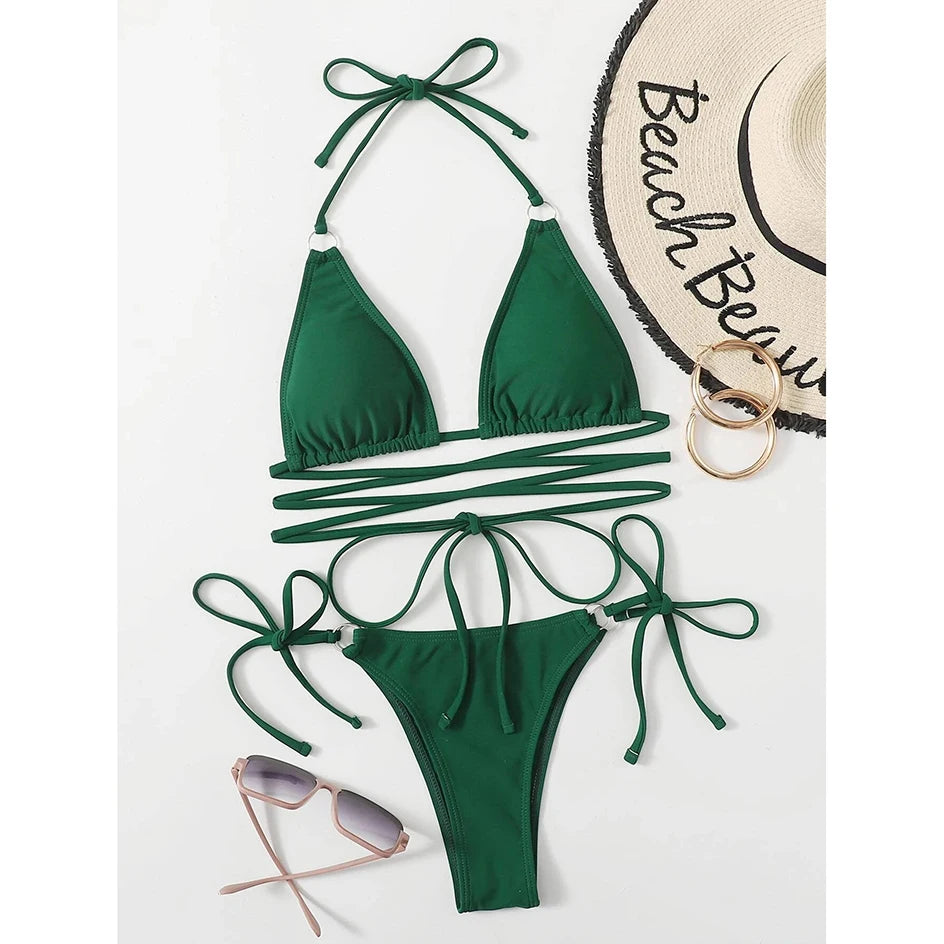 Women’s Micro Criss‑Cross Bandage Bikini – Sexy Thong Two‑Piece Swimsuit 2025/2026