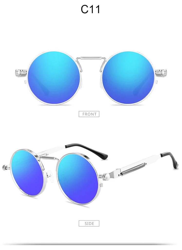 Metal Steampunk Sunglasses Men Women Fashion Round Glasses Brand Design Vintage Sunglasses High Quality UV400 Eyewear