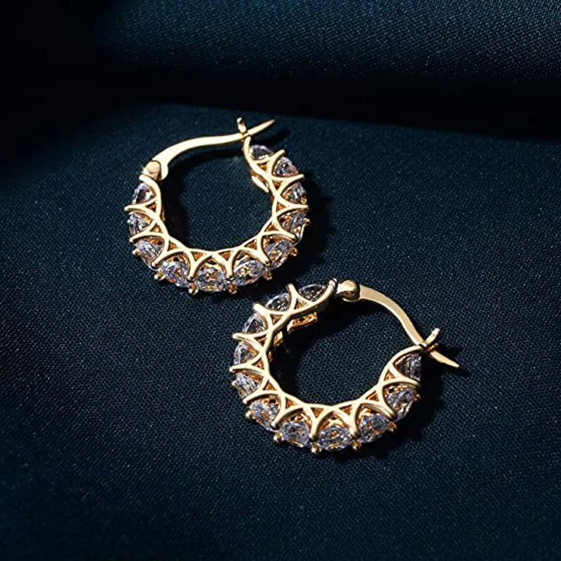 Huitan High Quality Cubic Zirconia Women Hoop Earrings Stylish Girl Accessories Party Daily Wearable Fashion Jewelry Drop Ship