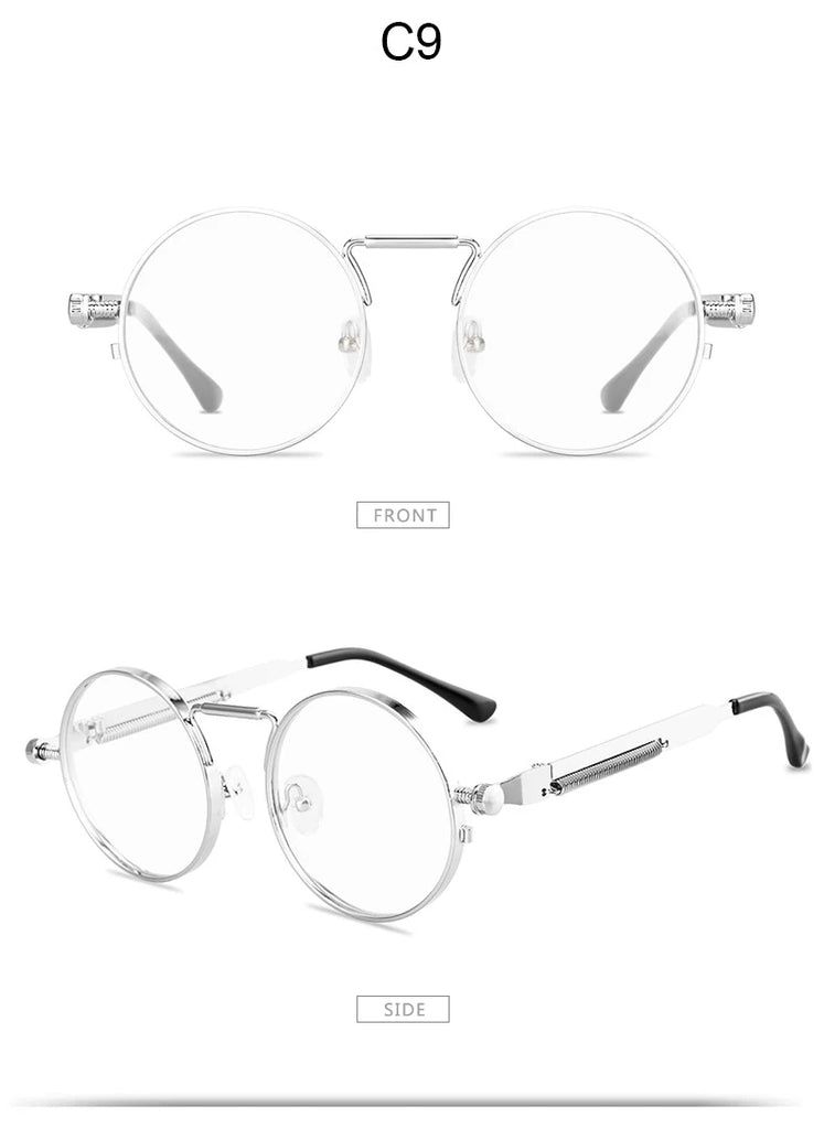 Metal Steampunk Sunglasses Men Women Fashion Round Glasses Brand Design Vintage Sunglasses High Quality UV400 Eyewear