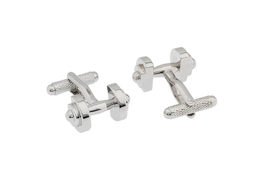 Men's Dumb-bell Cuff Links Quality Brass Material Silver Color Sport Design Cufflinks Wholesale & Retail