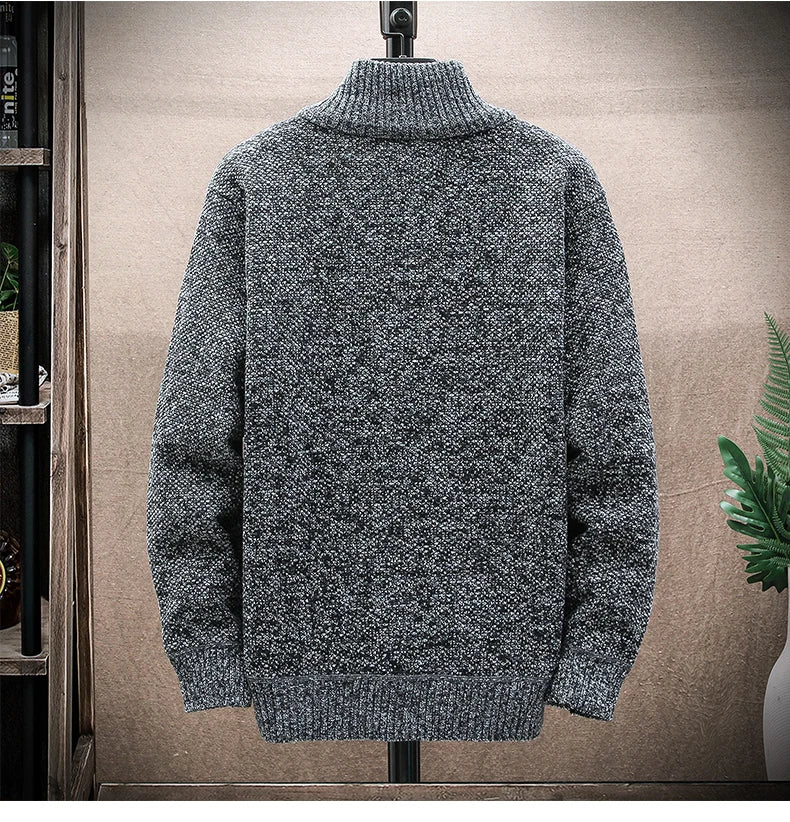 Men’s Winter Fleece‑Lined Zipper Cardigan