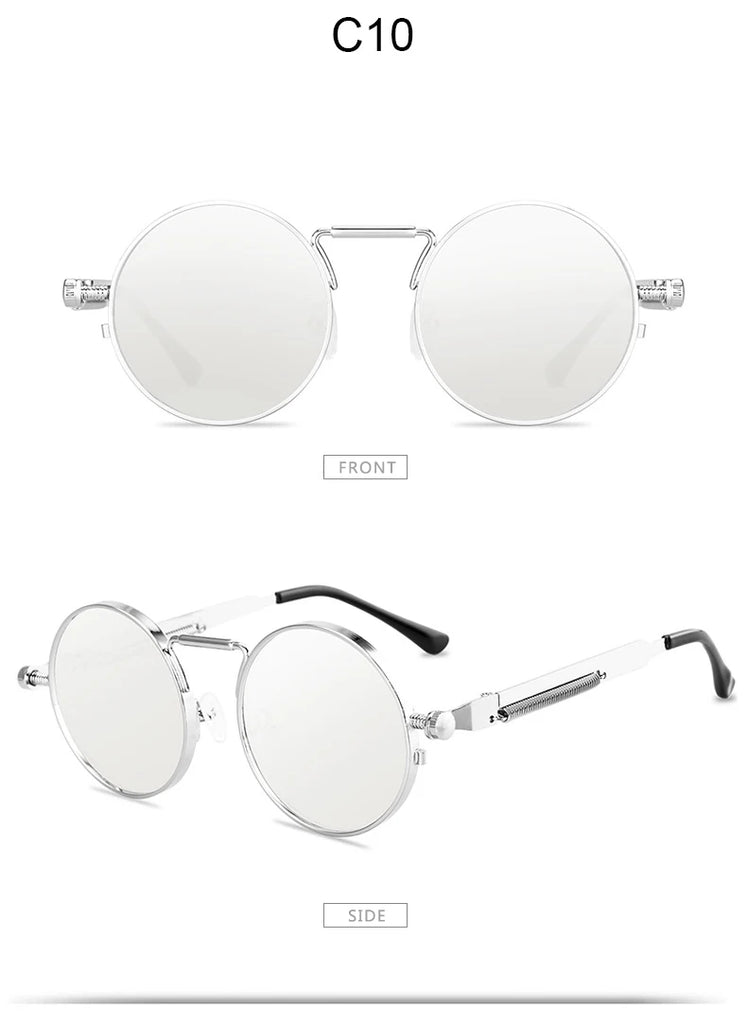 Metal Steampunk Sunglasses Men Women Fashion Round Glasses Brand Design Vintage Sunglasses High Quality UV400 Eyewear