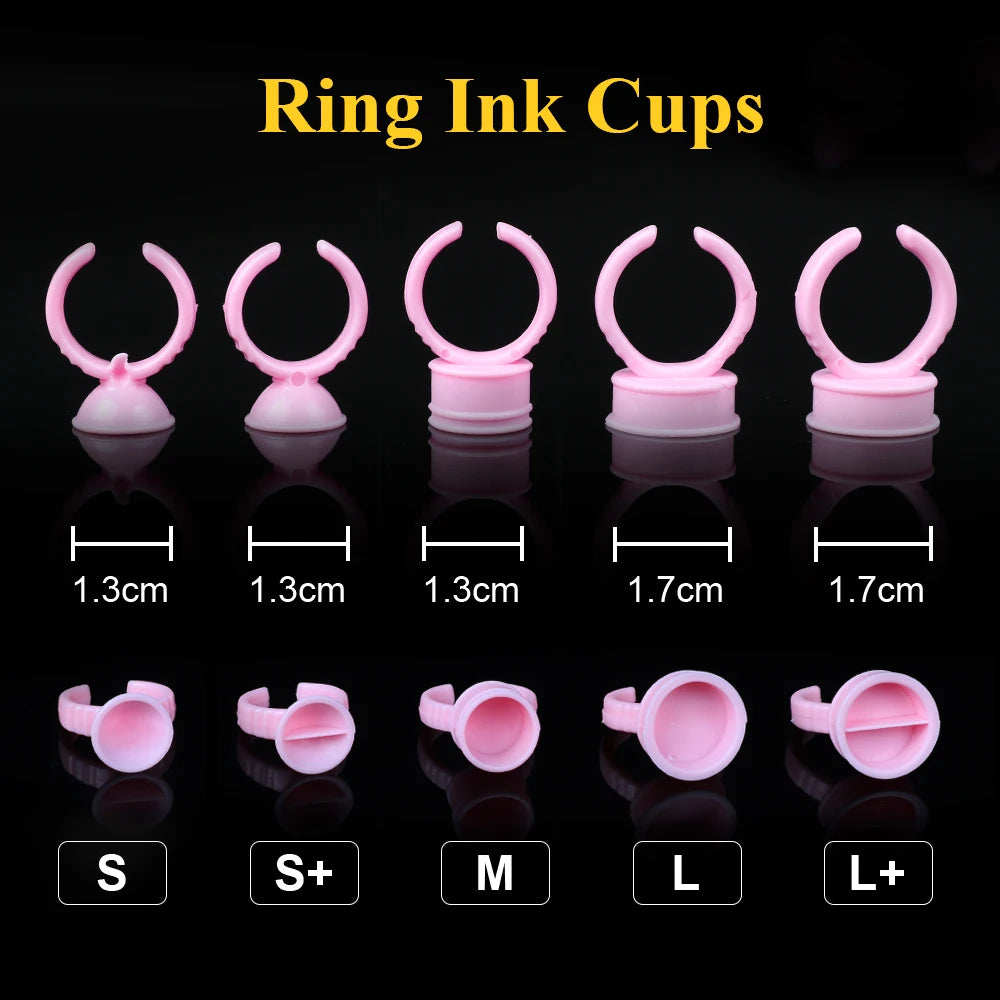 100pcs Disposable Ink Ring Cups – Microblading & Tattoo Pigment Holders for Permanent Makeup Artists