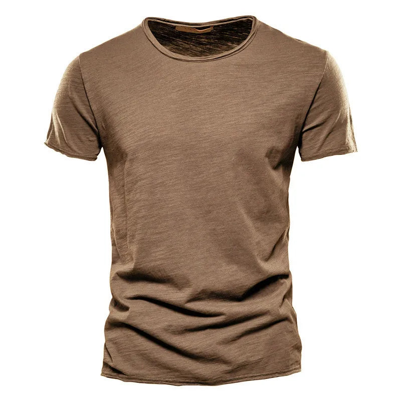 Men’s 100% Cotton Thin Summer T‑Shirt – Soft Breathable O‑Neck Casual Fitness Top