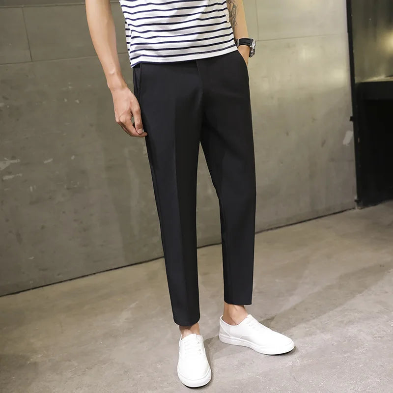 Men’s Spring Summer Ankle‑Length Straight Pants