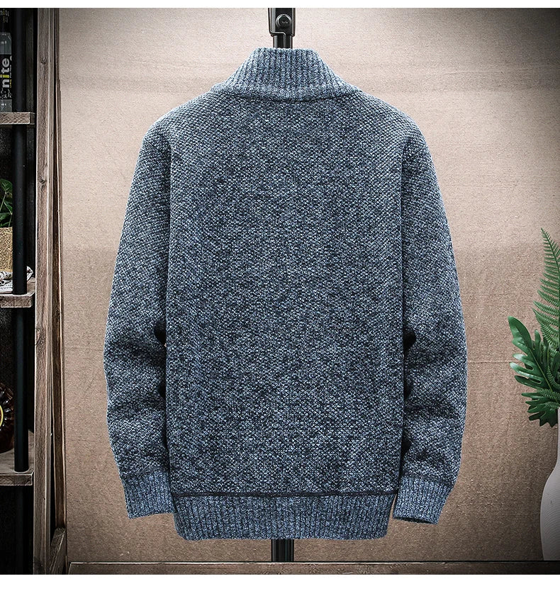 Men’s Winter Fleece‑Lined Zipper Cardigan