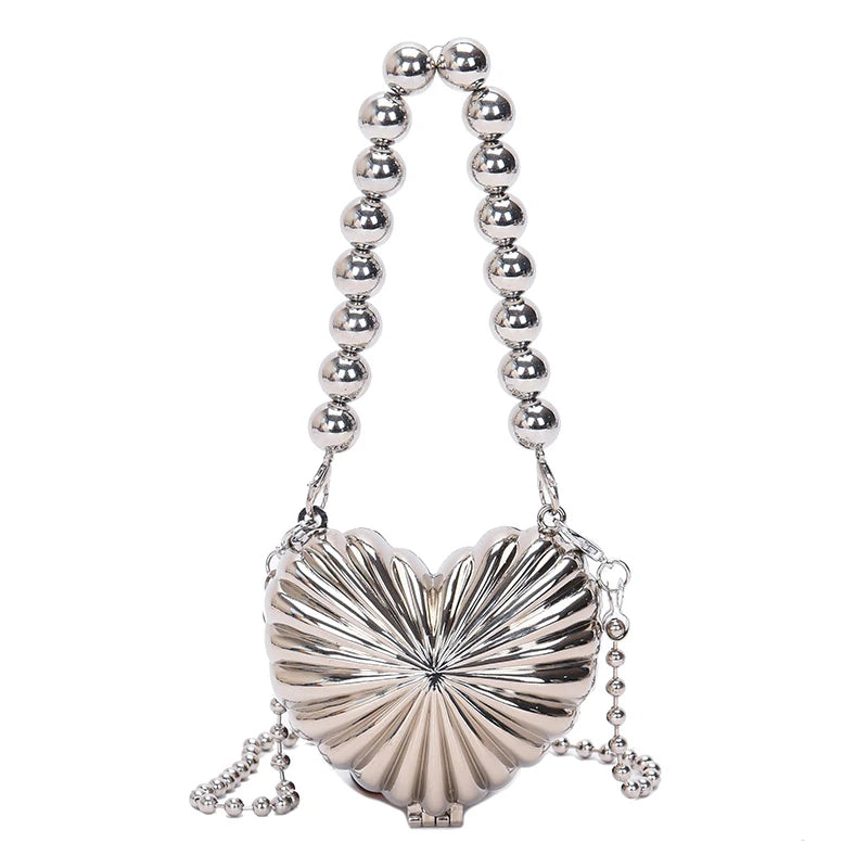 Personalized Mini Shell Bags For Women Loving Heart Bag Metal Alloy Chain Shoulder Crossbody Bag Luxury Lipstick Coin Purses Sac