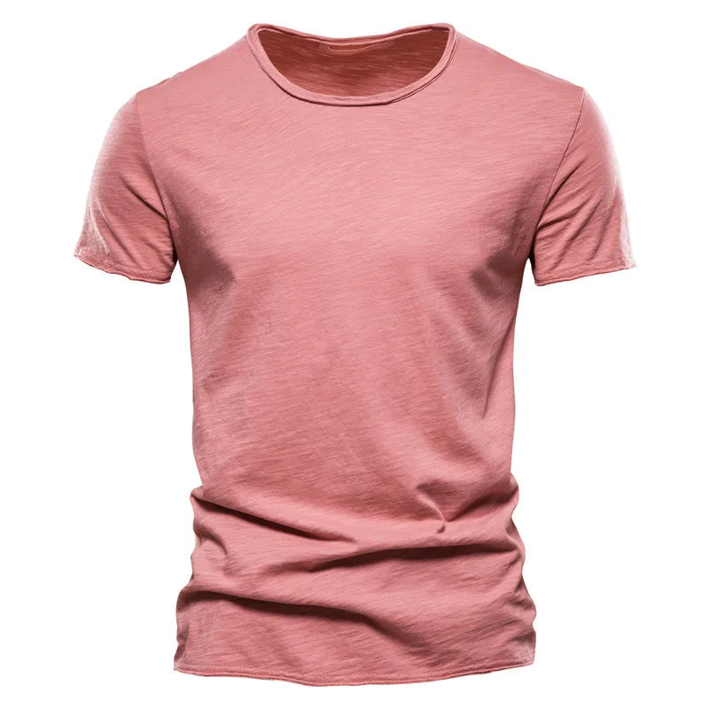 Men’s 100% Cotton Thin Summer T‑Shirt – Soft Breathable O‑Neck Casual Fitness Top