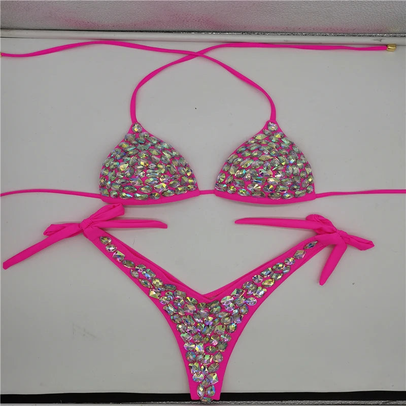 2020 venus vacation new bandage swimwear sexy women bikini set diamond rhinestone bathing suit beachwear