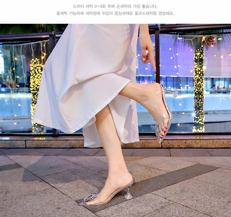 Luxury Women PumpsTransparent High Heels Sexy Pointed Toe Slip-on Wedding Party Brand Fashion Shoes For Lady Size 34-41