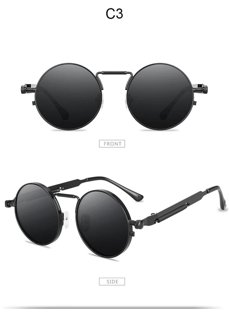 Metal Steampunk Sunglasses Men Women Fashion Round Glasses Brand Design Vintage Sunglasses High Quality UV400 Eyewear