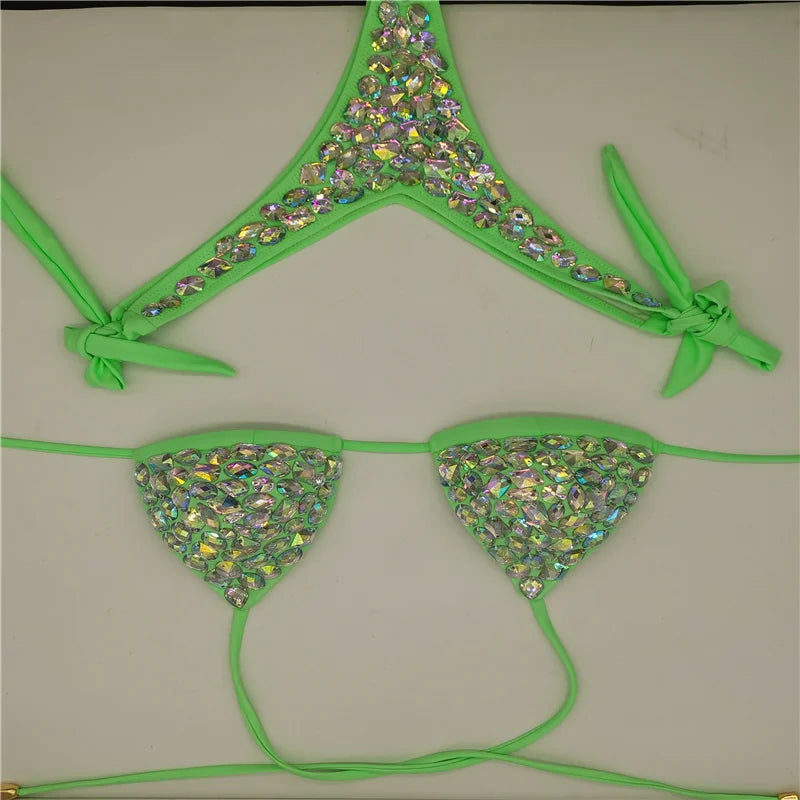 2020 venus vacation new bandage swimwear sexy women bikini set diamond rhinestone bathing suit beachwear