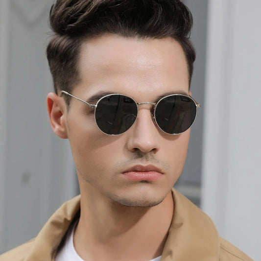 Retro Men Sunglasses Fashion Round Unisex Brand Designer Sun Glasses Polarized Coating UV400 Female Eyewear For Male Women V3448