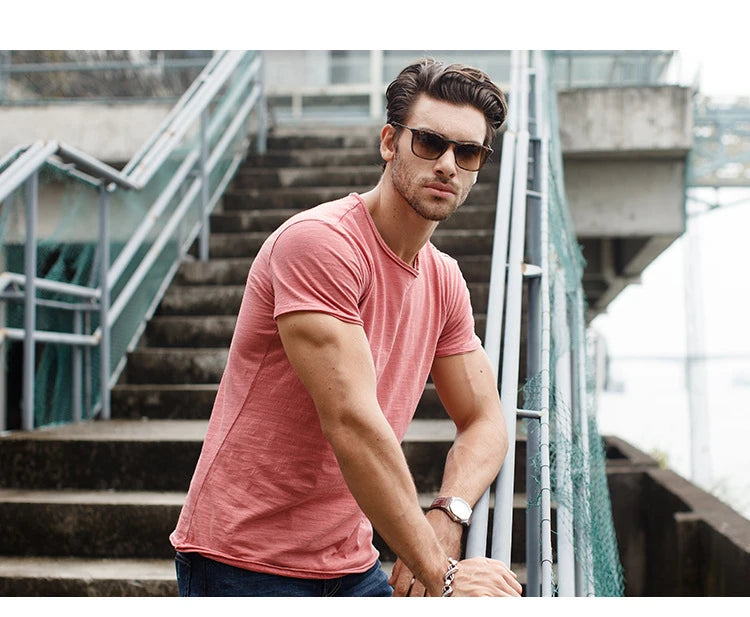 Men’s 100% Cotton Thin Summer T‑Shirt – Soft Breathable O‑Neck Casual Fitness Top