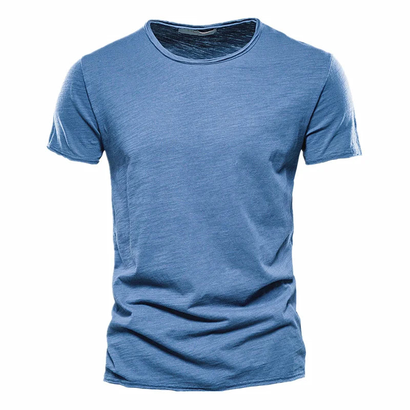 Men’s 100% Cotton Thin Summer T‑Shirt – Soft Breathable O‑Neck Casual Fitness Top