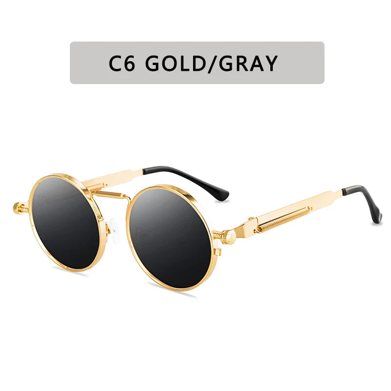 Metal Steampunk Sunglasses Men Women Fashion Round Glasses Brand Design Vintage Sunglasses High Quality UV400 Eyewear