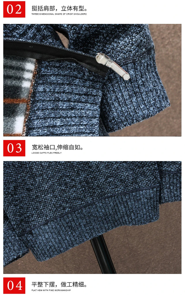 Men’s Winter Fleece‑Lined Zipper Cardigan