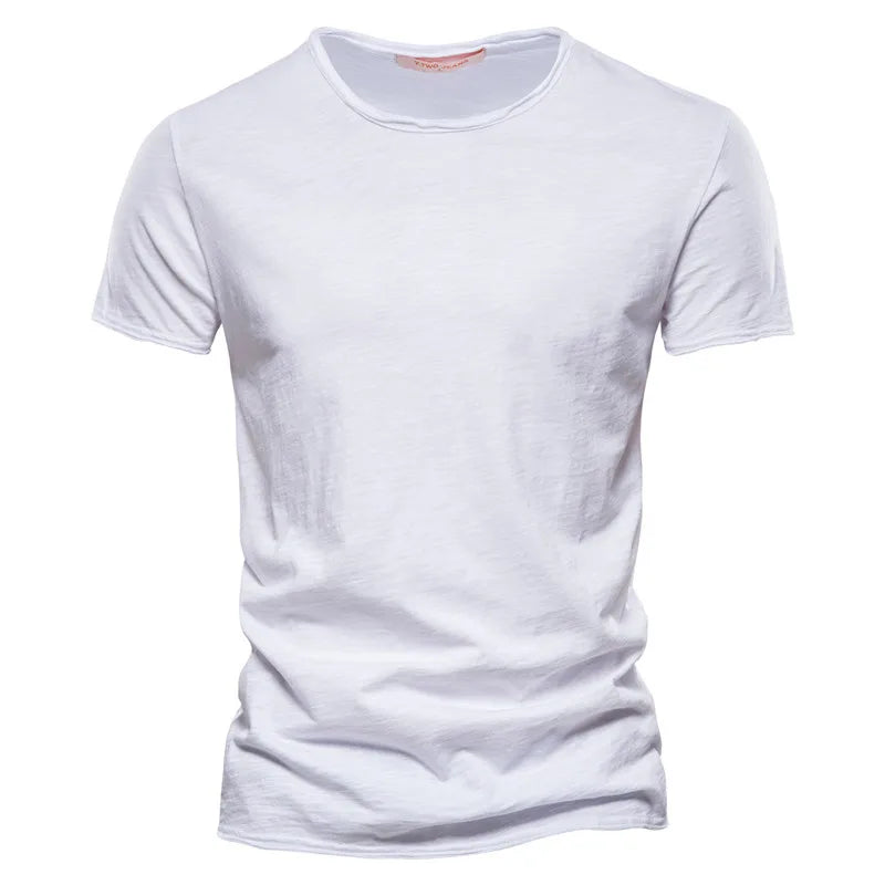 Men’s 100% Cotton Thin Summer T‑Shirt – Soft Breathable O‑Neck Casual Fitness Top