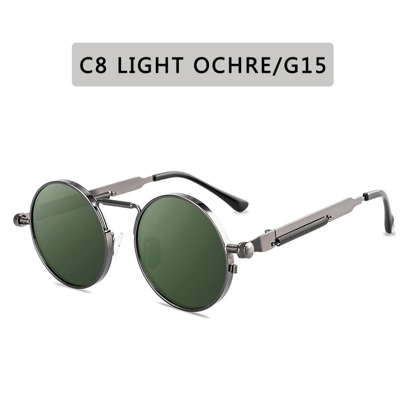 Metal Steampunk Sunglasses Men Women Fashion Round Glasses Brand Design Vintage Sunglasses High Quality UV400 Eyewear