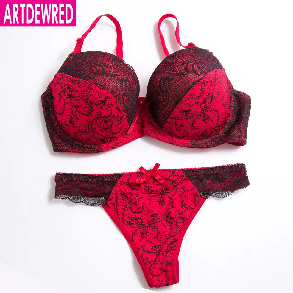 High‑Grade Lace Push‑Up Bra & Thong Set