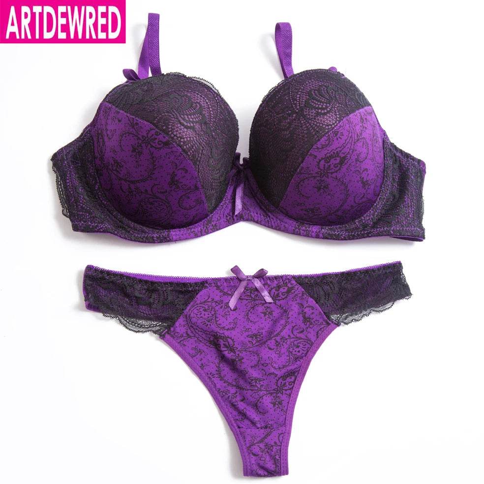 High‑Grade Lace Push‑Up Bra & Thong Set