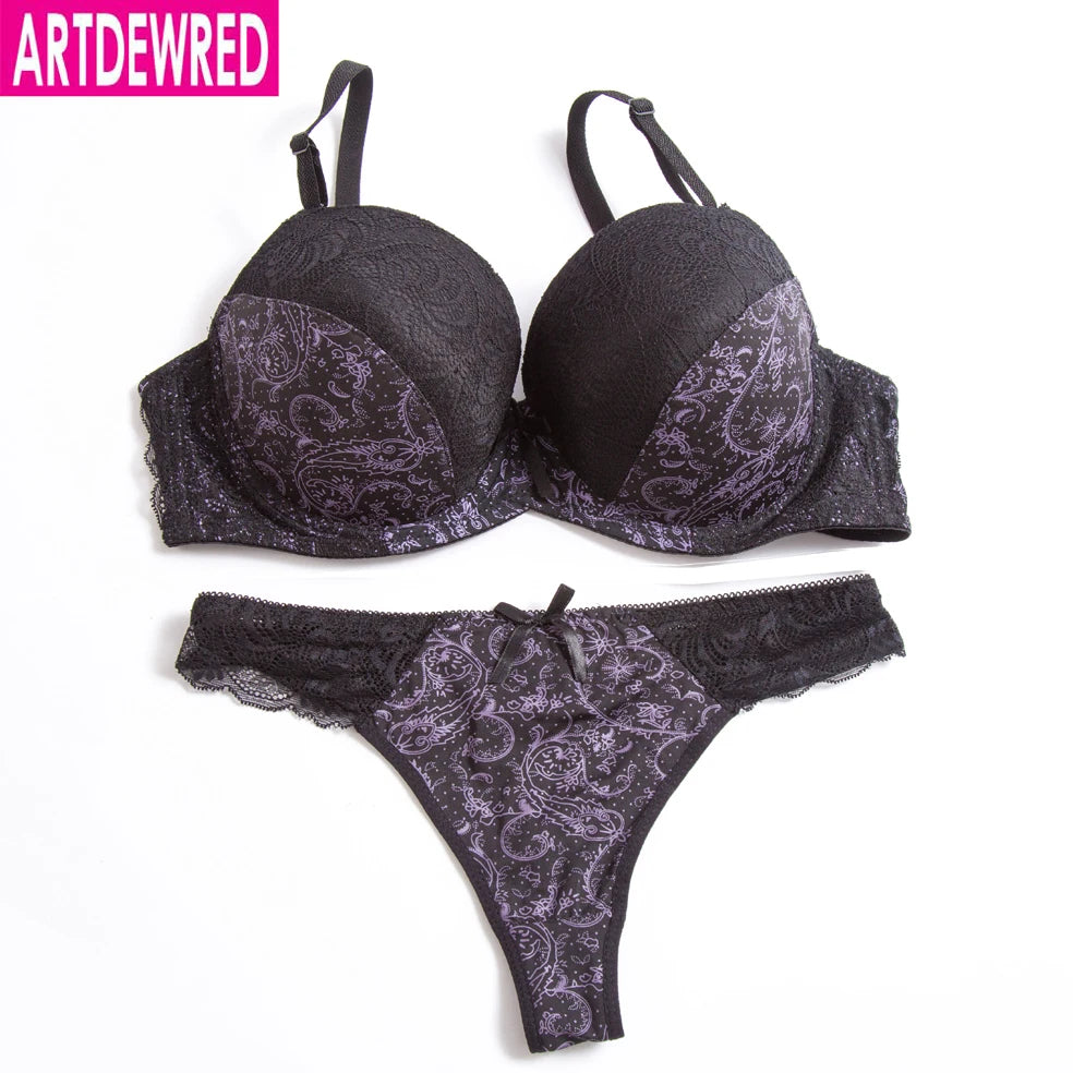 High‑Grade Lace Push‑Up Bra & Thong Set